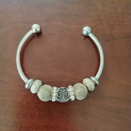 Stainless Steel Bracelet with Tree of Life Detail - Sarita-Inc Sarita-Inc - Stainless Steel Bracelet with Tree of Life Detail