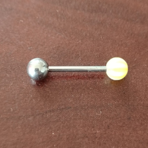 Tonque Stud with Yellow and Stainless Steel Ball