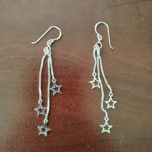 Sarita-Inc - Triple Chain Sterling Silver Earrings with Stars